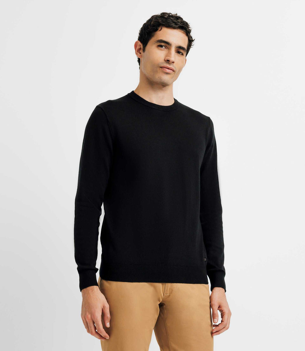 Pull Laine Col Rond Noir - Homme - Made in France – Maison Izard