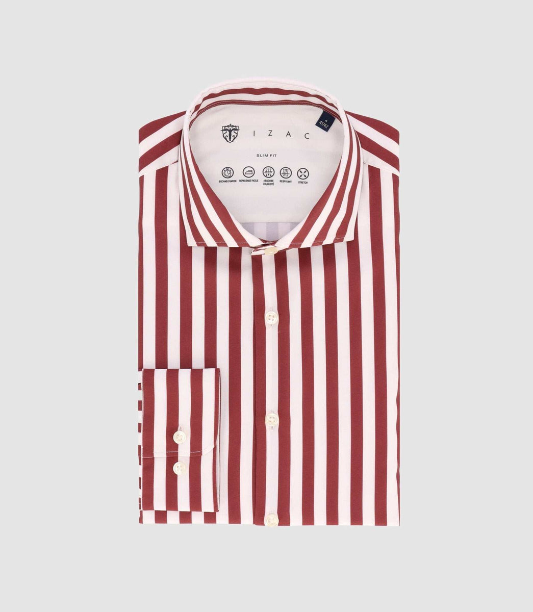 Ambroise, chemise garçon en tartan marine/bordeaux