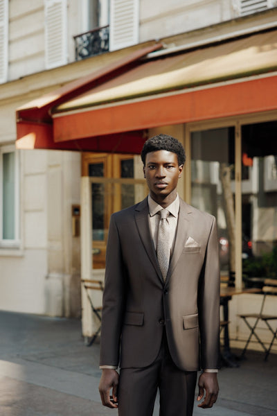 Costume 2 boutons laine majoritaire marron - IZAC