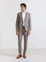2-button suit in taupe majority wool