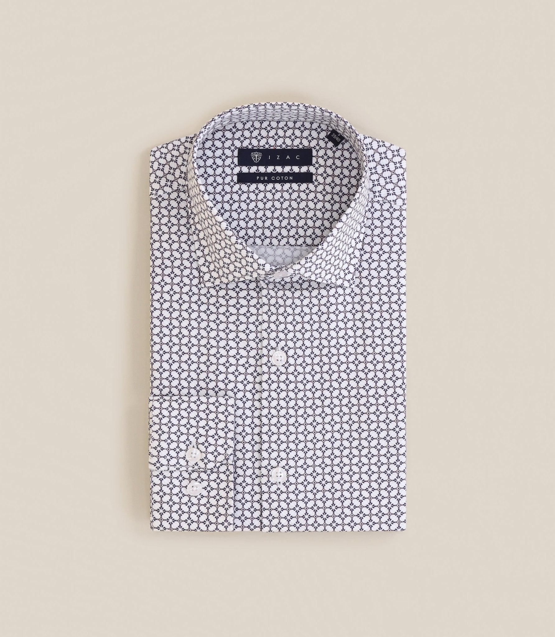 Chemise col italien regular écrue - IZAC