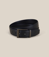 Ceinture en cuir avec sangle réversible marine