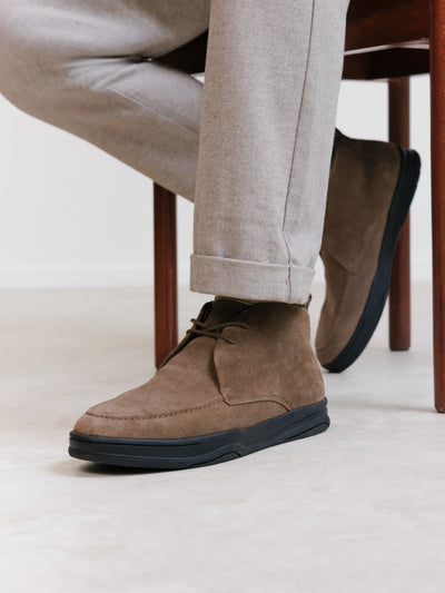 Casual taupe suede ankle boots