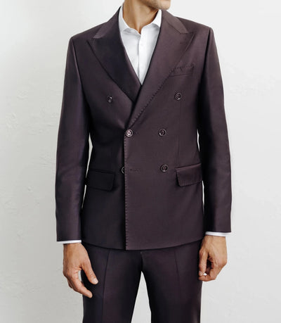 Bordeaux double-breasted suit f