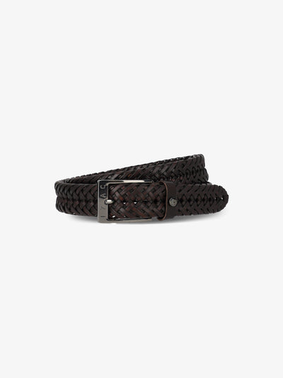 Brown braided leather belt