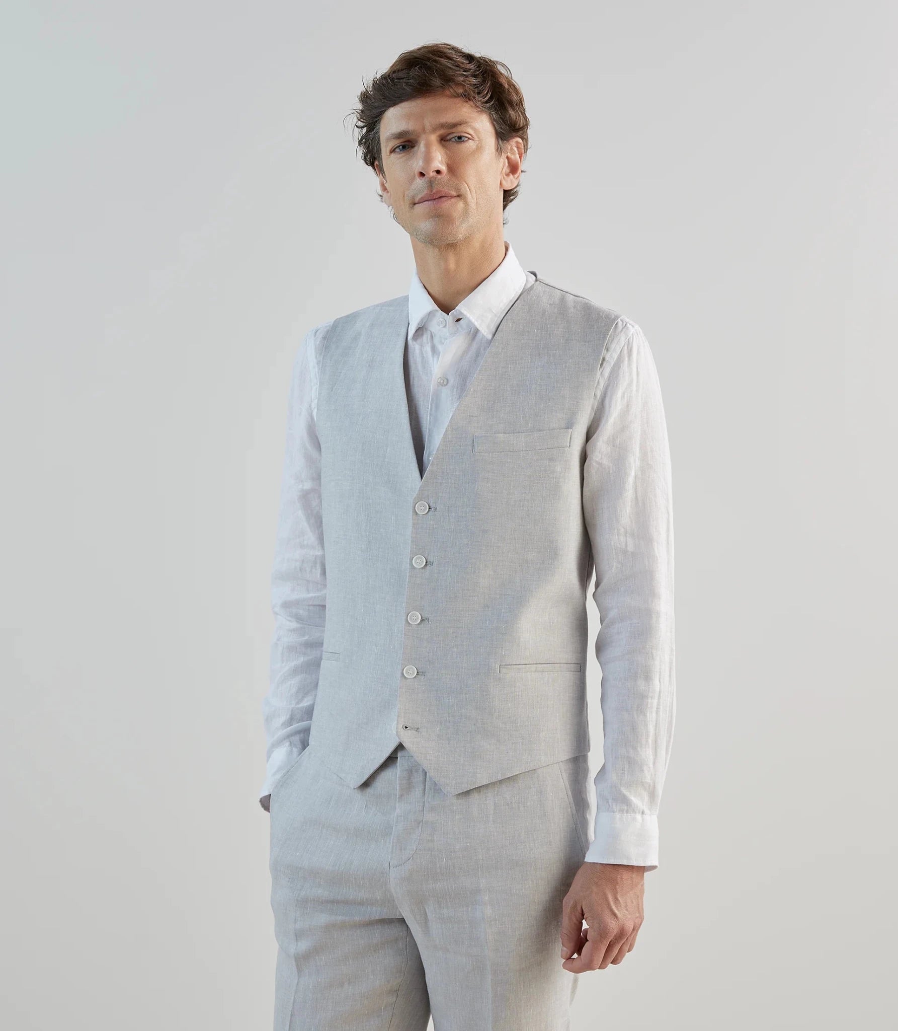 Gilet ville 100% lin gris - IZAC