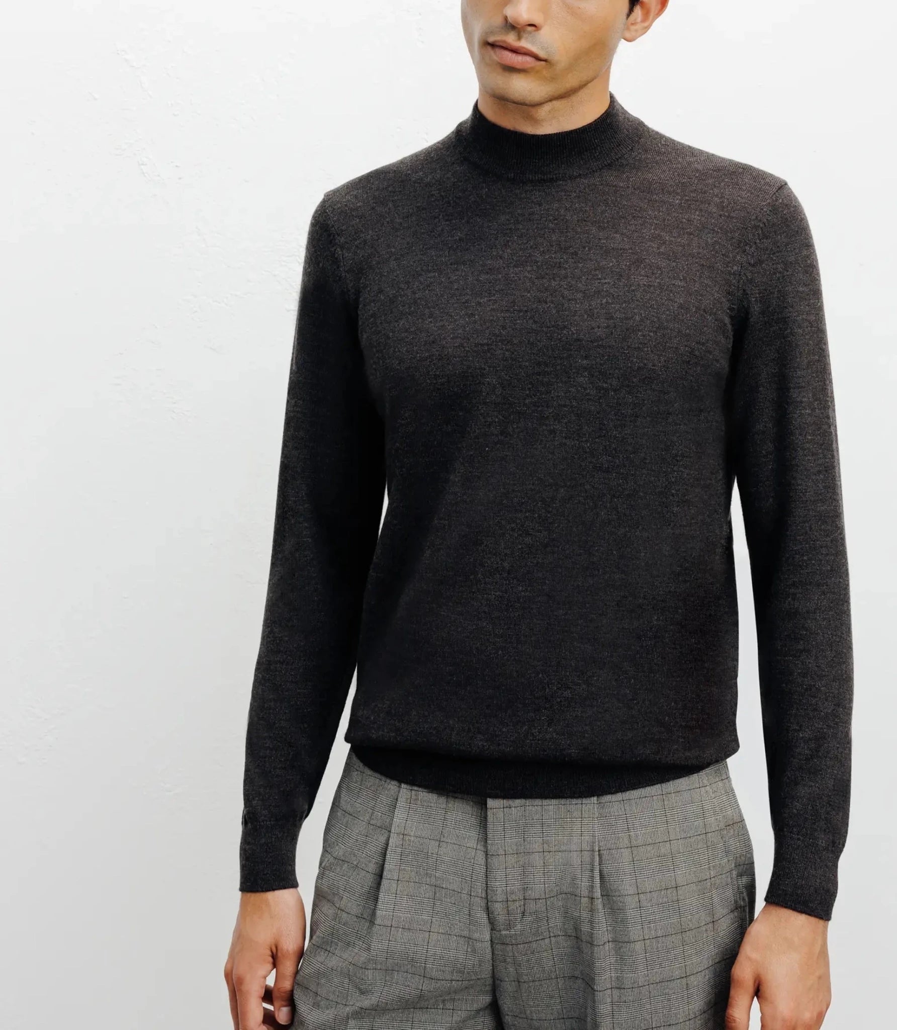 Licorice mock-neck sweater