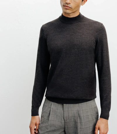Licorice mock-neck sweater