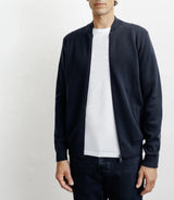 Zipped cardigan with navy teddy collar