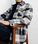 Navy large check overshirt