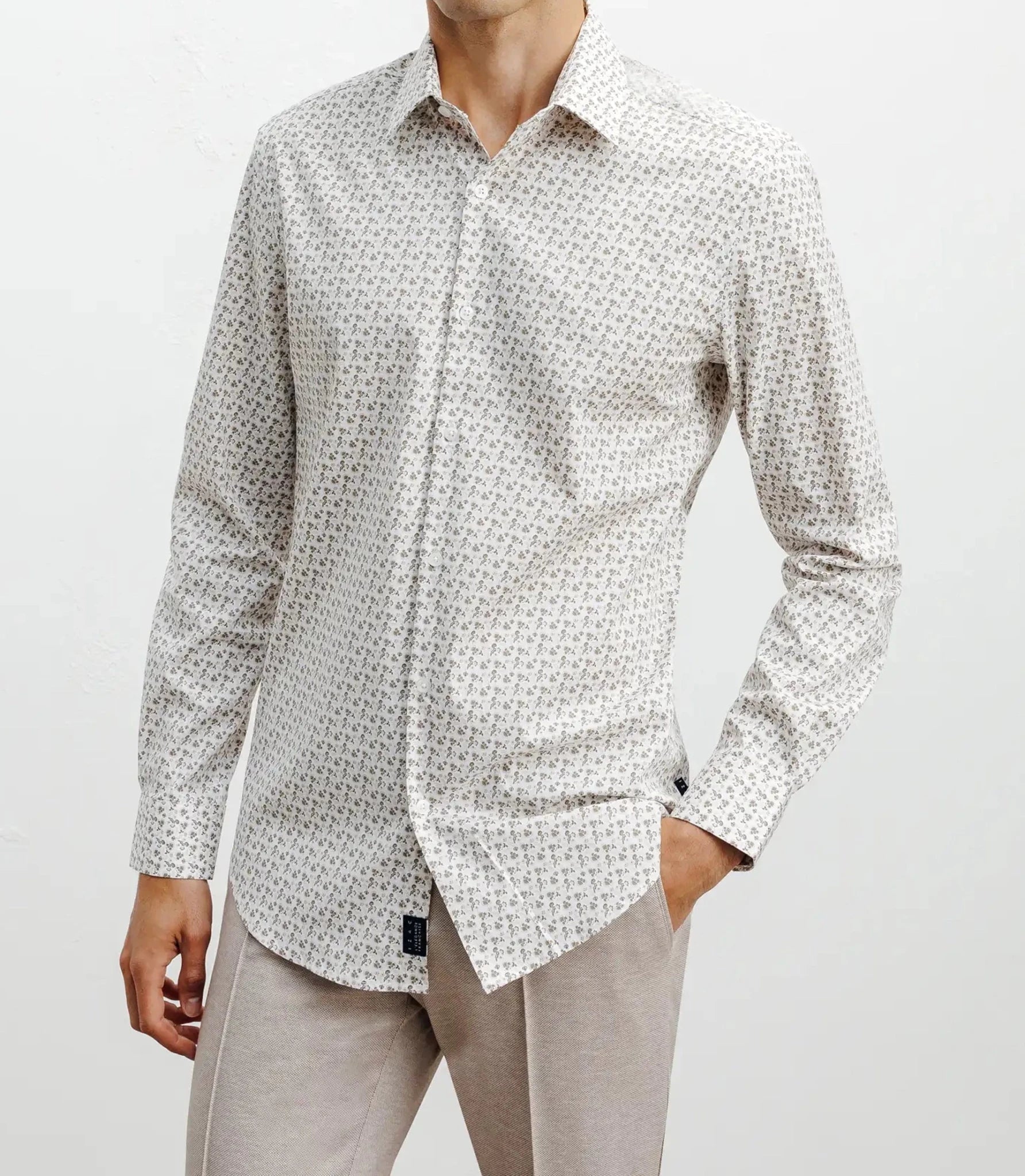 Chemise casual à imprimé fleurs beige - IZAC