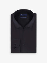 Black open-neck dress shirt