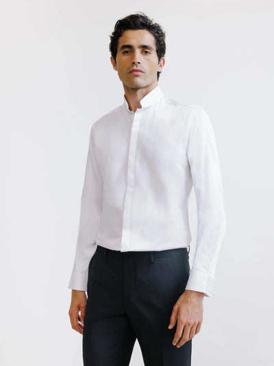 Chemise ville satin de coton blanc