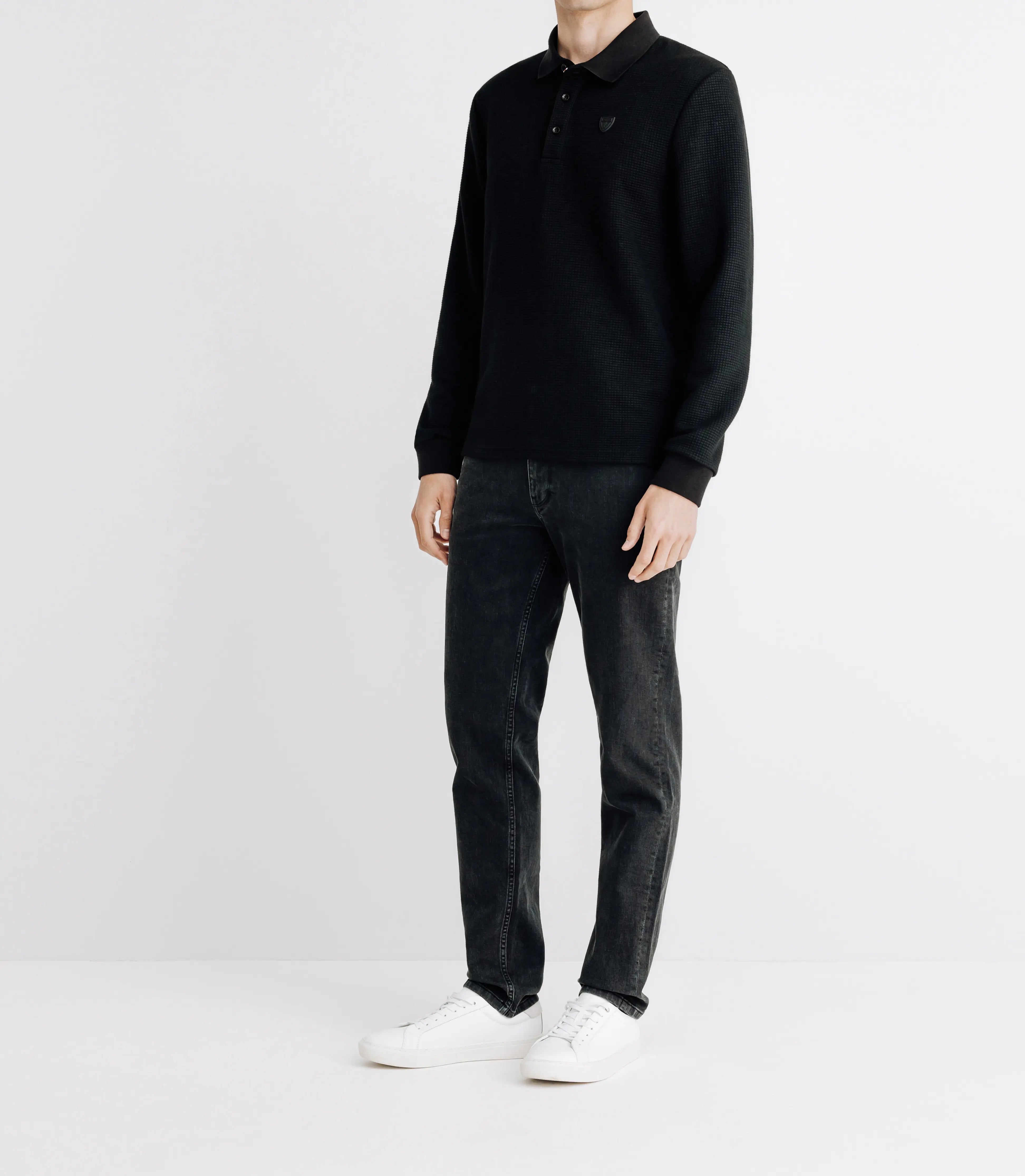 Polo nid d'abeille noir - IZAC