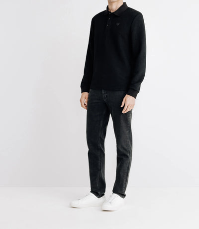 Polo nid d'abeille noir - IZAC