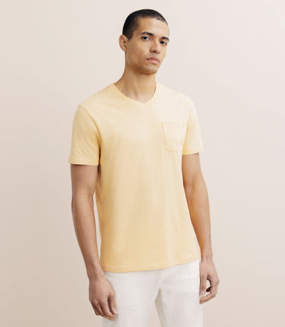 T-shirt col V avec poche pêche - IZAC