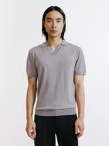 Polo col ouvert en maille taupe