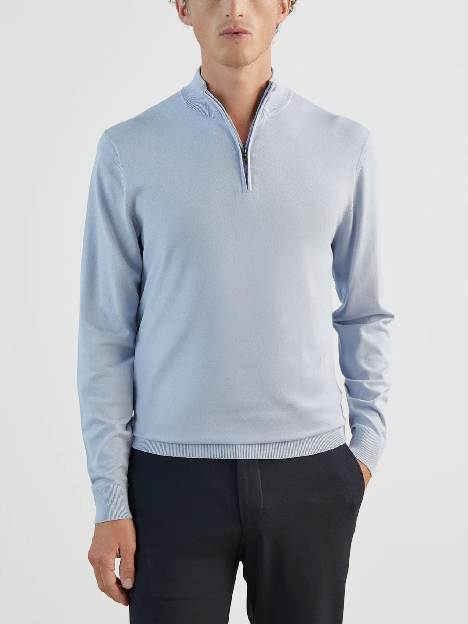 Pull col zip bleu ciel - IZAC