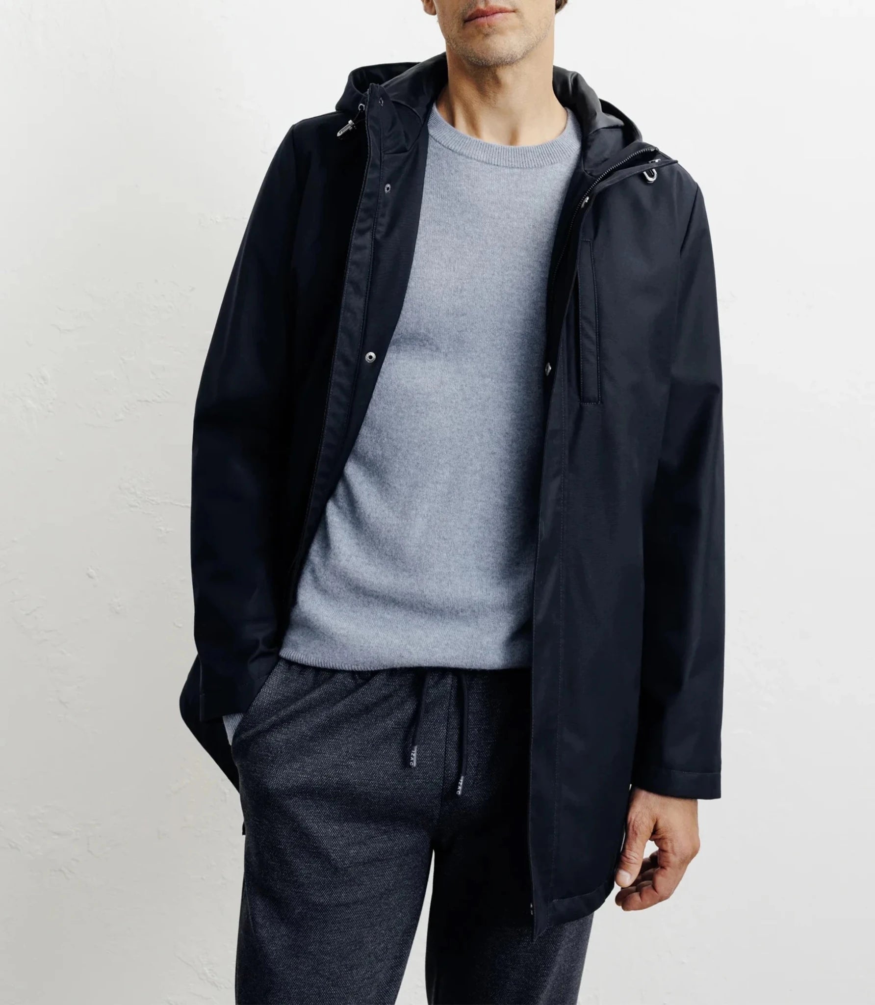 Parka légère à capuche marine