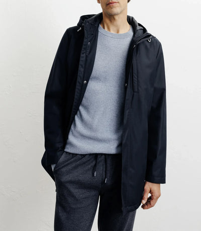 Parka légère à capuche marine