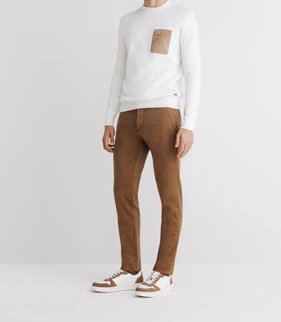 Pull col rond avec poche écru - IZAC