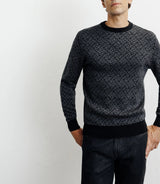 Fancy round-neck sweater, black