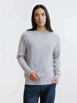 Pull en laine col rond gris chiné