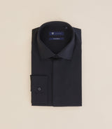 Chemise ajustée col italien noire