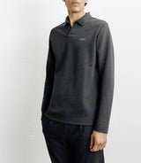 Long-sleeved open-neck polo shirt khaki
