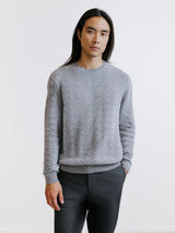 Pull jacquard col rond gris