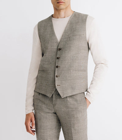 Gilet de costume esprit prince de galles beige - IZAC