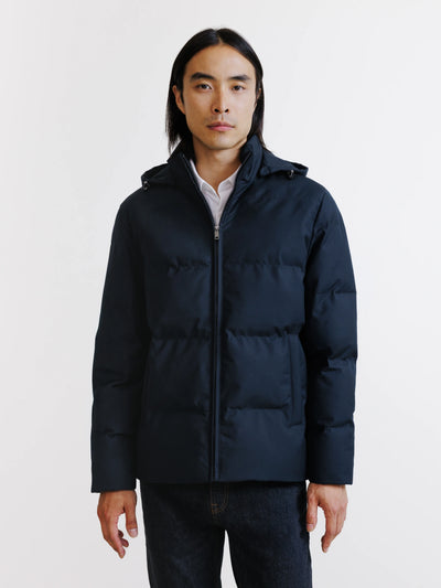Navy short puffer jacket