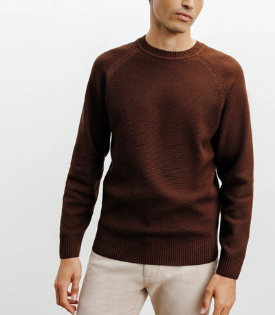 Pull col rond jeux de points chocolat