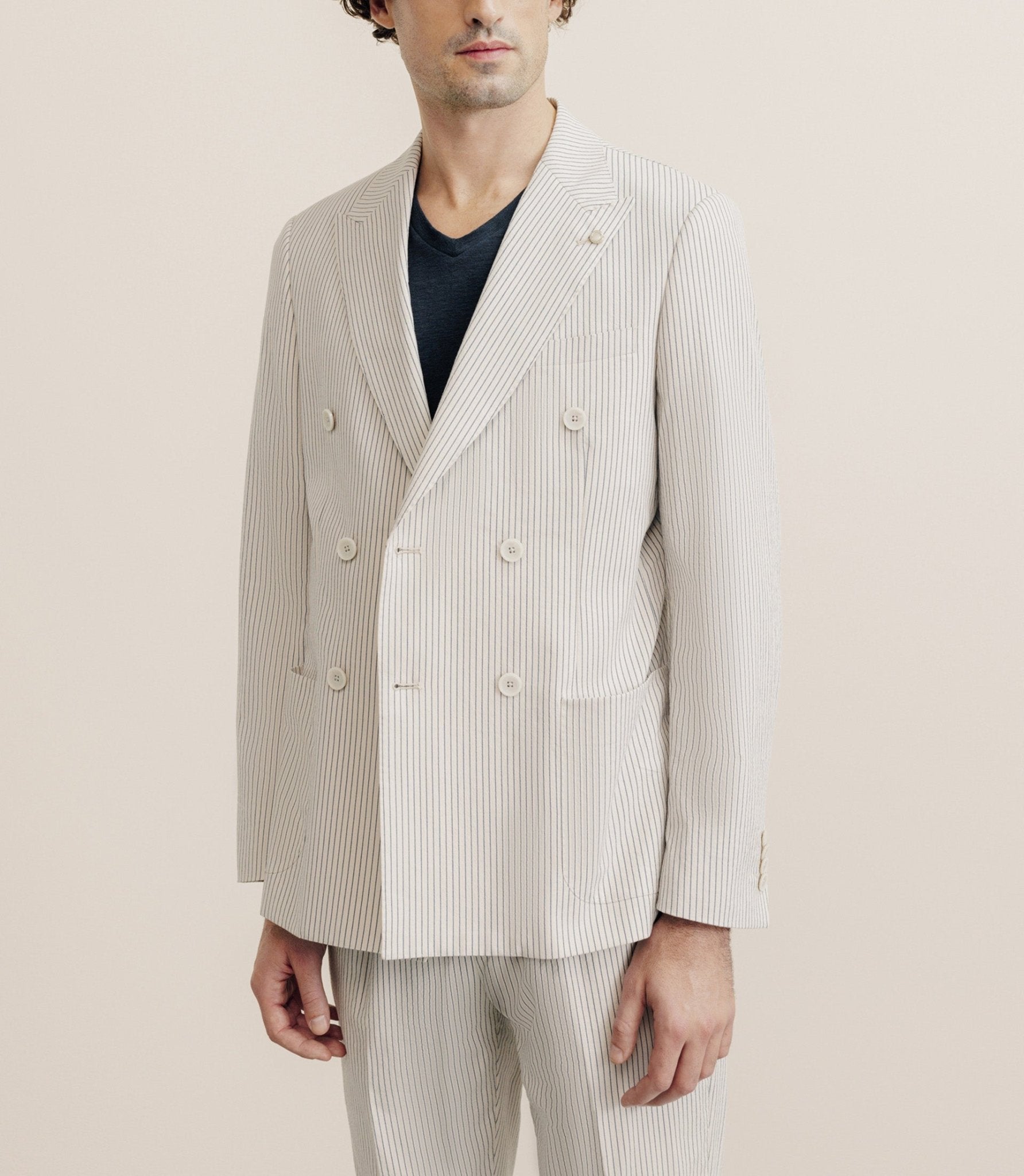 Veste ville croisée 6 boutons beige