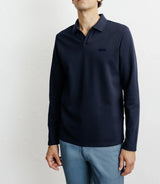 Long-sleeved open-neck polo shirt navy