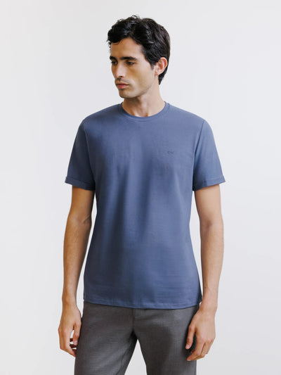 Blue-grey crewneck t-shirt