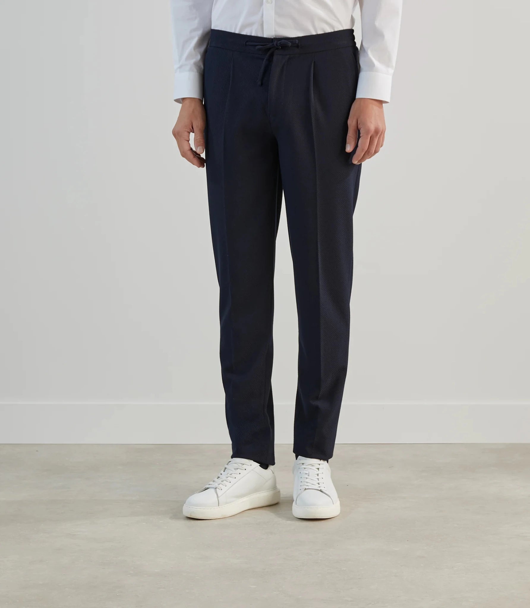 Pantalon ville en tissu armuré marine - IZAC