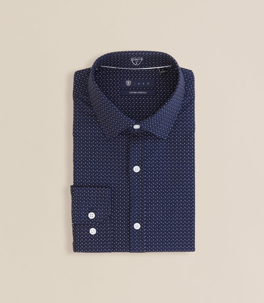 Chemise à micro motifs marine