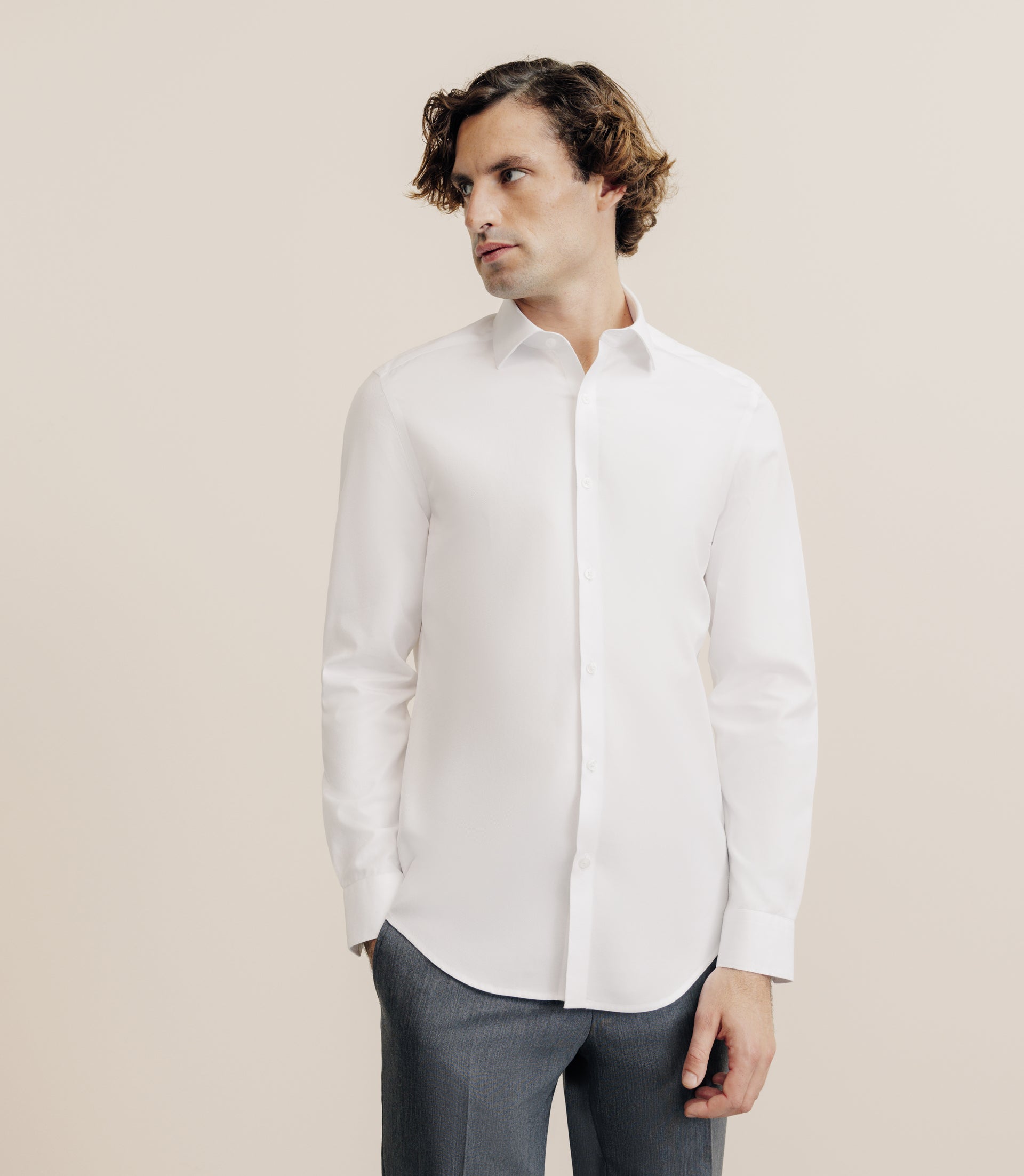 Chemise infroissable 100% coton blanche