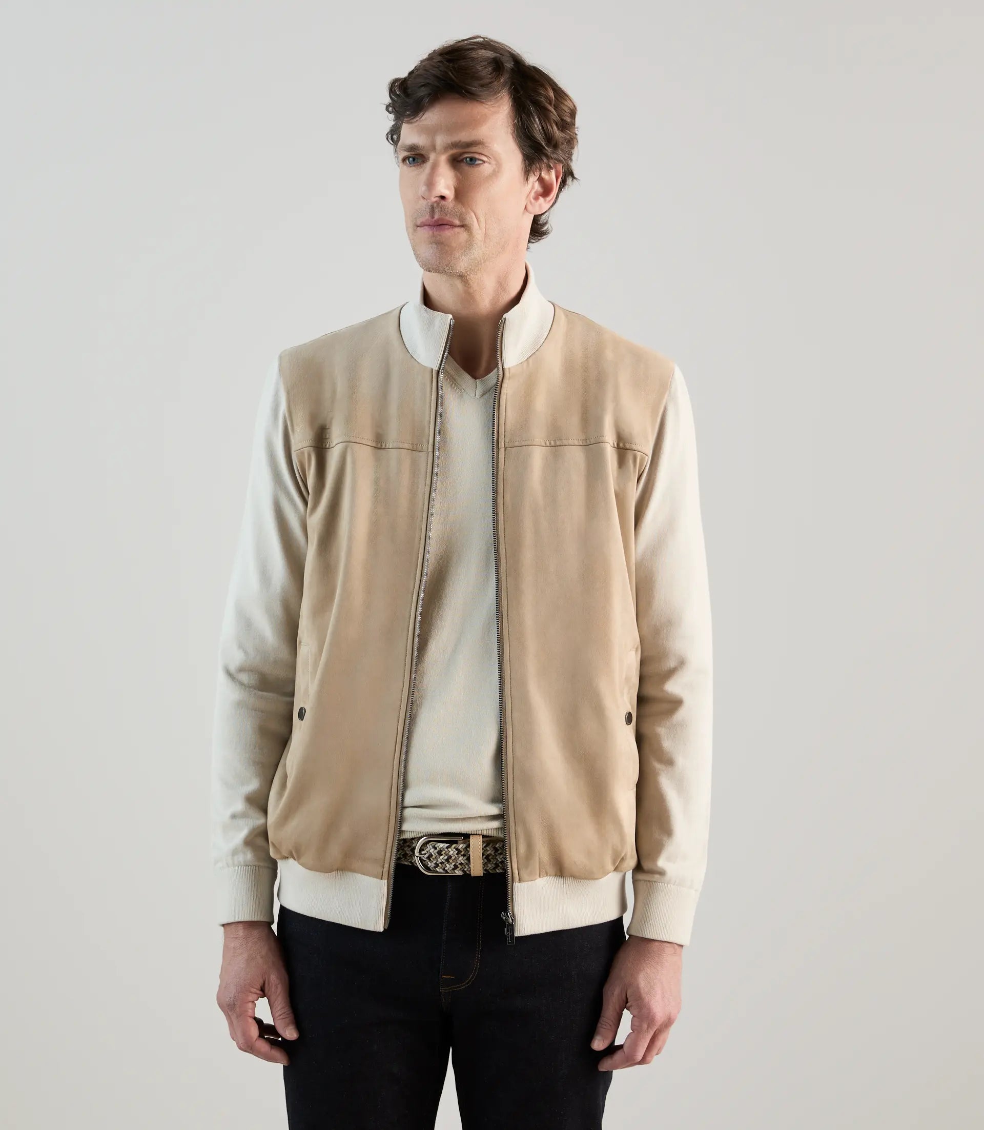 Gilet zip bi - matière beige - IZAC