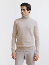 Pull en laine col roulé beige