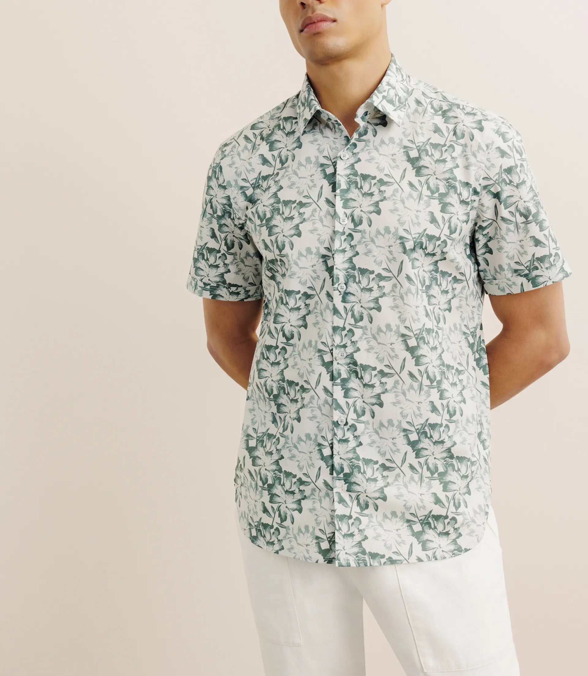 Chemise imprimée manches courtes verte - IZAC