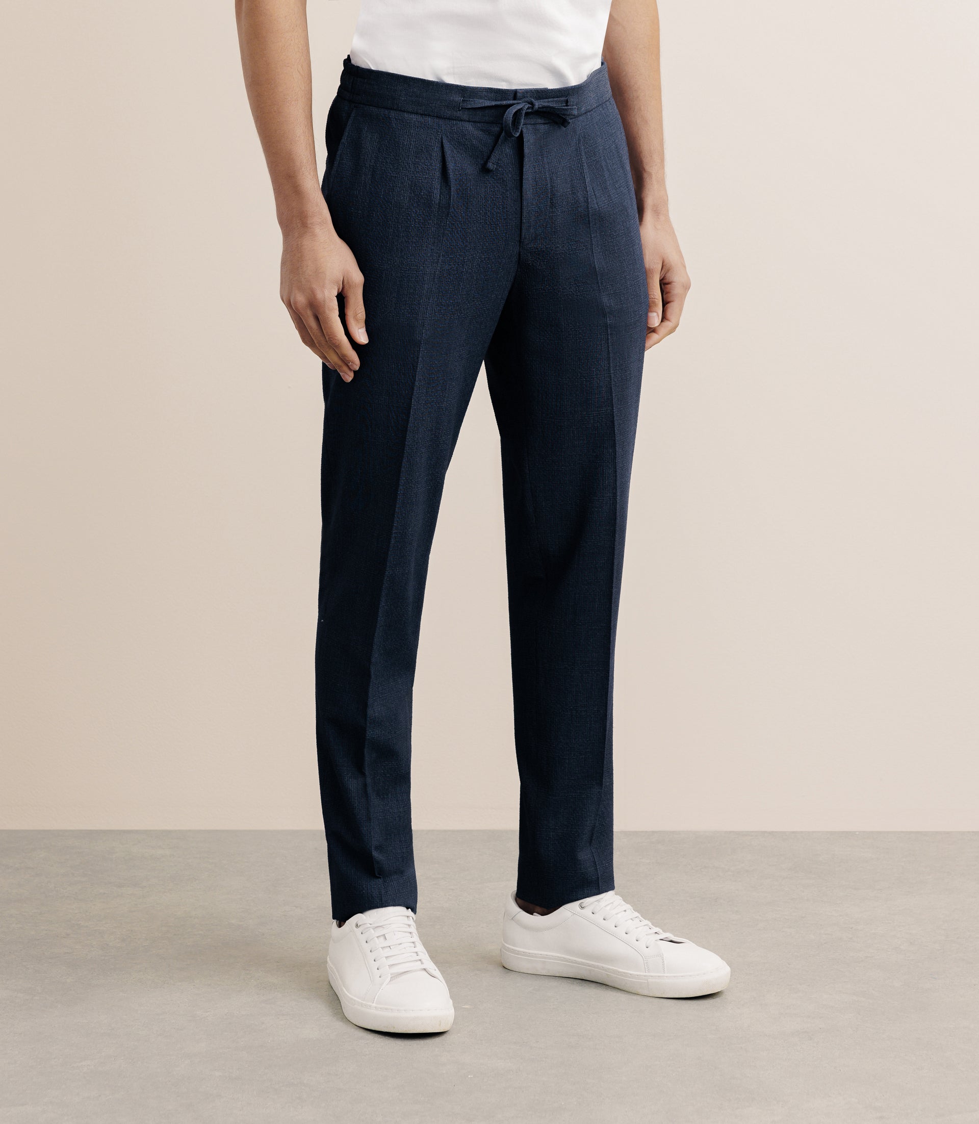 Pantalon ville taille élastique bleu denim