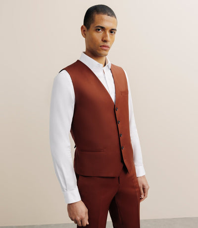 Gilet ville en laine majoritaire terracotta - IZAC