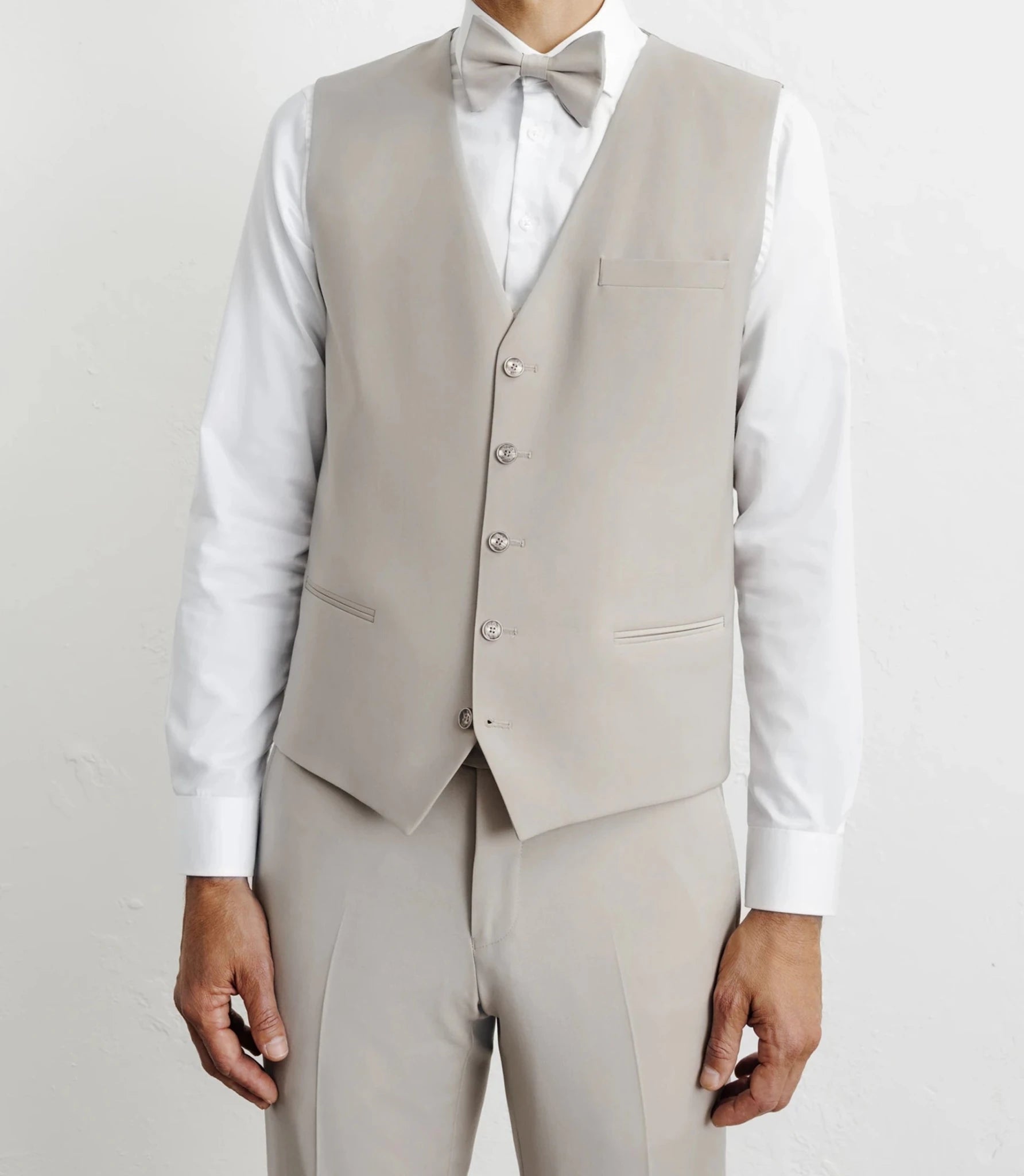 Beige majority woolen city vest