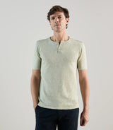 T-shirt à manches courtes avec col tunisien vert clair - IZAC