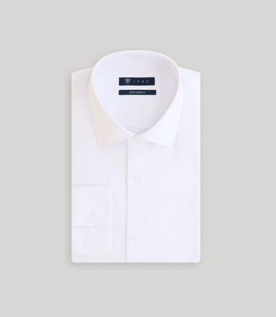 Chemise slim en satin de coton blanche - IZAC