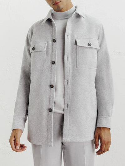 Light grey shirt collar casual jacket