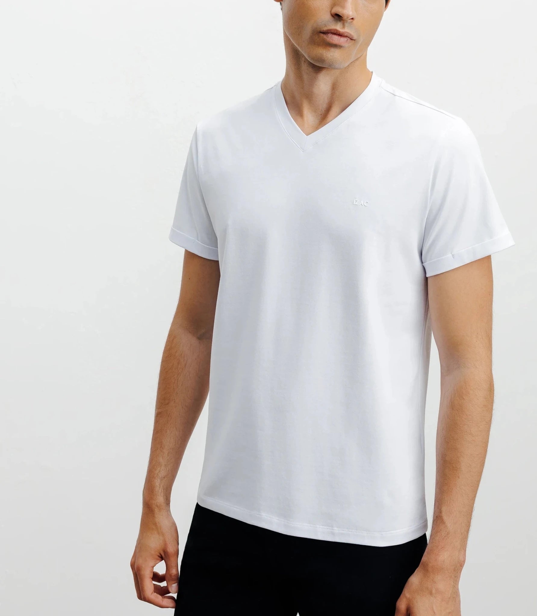 T-shirt col V blanc - IZAC