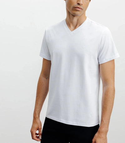 T-shirt col V blanc